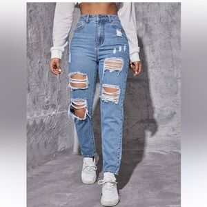 Aeropostale High Rise Distressed Blue Jeans